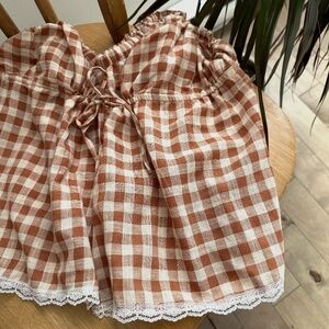 Handmade lace top by Happy hour lougewear, from Tofino, B.C.